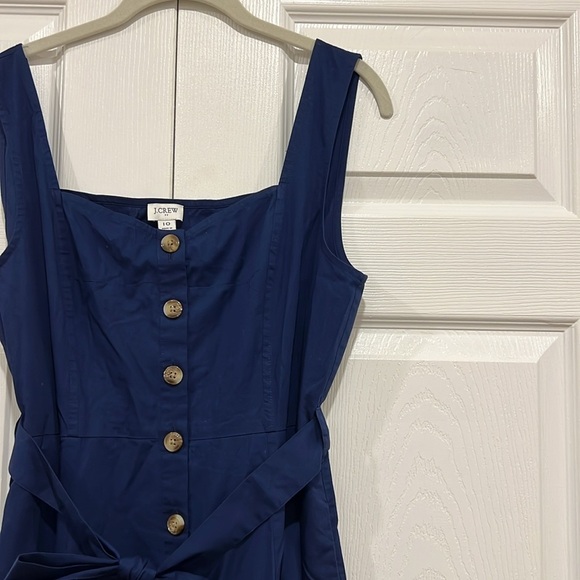 J. Crew Factory Button-front Belted Midi Dress Navy Blue Size 10 - Picture 2 of 7